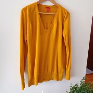 Joe Fresh Mustard Yellow V-Neck Thin Knit Sweater